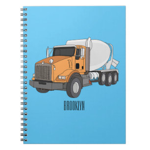 Caderno Espiral Ilustração de desenho animado de caminhão misturad