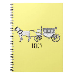 Caderno Espiral Ilustração de desenho animado de carruagem e caval