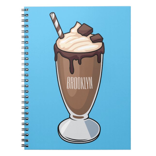 Caderno Espiral Ilustração de desenho animado de Chocolate Milksha (Frente)