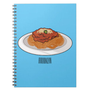 Caderno Espiral Ilustração de desenho animado de espaguete