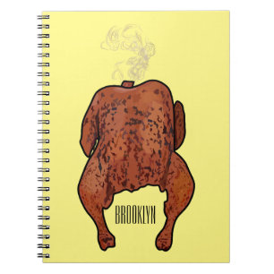 Caderno Espiral Ilustração de desenho animado de frango assado