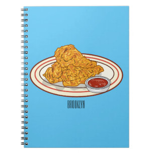 Caderno Espiral Ilustração de desenho animado de frango desidratad