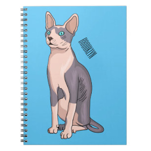 Caderno Espiral Ilustração de desenho animado de gato esphynx