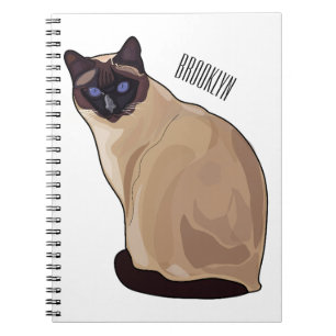 Caderno Espiral Ilustração de desenho animado de gato siamês
