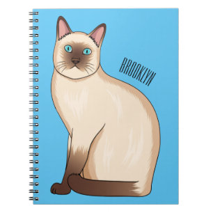 Caderno Espiral Ilustração de desenho animado de gato siamês