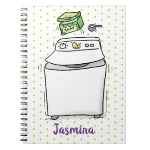 Caderno Espiral Ilustração de desenho animado de máquina de lavar