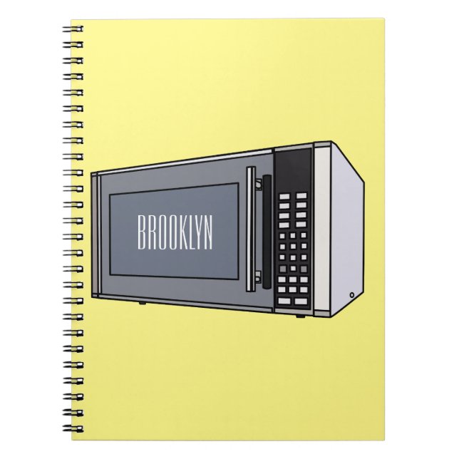 Caderno Espiral Ilustração de desenho animado de micro-ondas (Frente)
