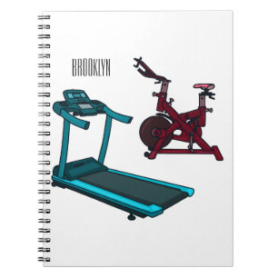 Caderno Espiral Ilustração de desenho animado de moinho e biciclet
