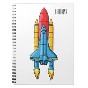 Caderno Espiral Ilustração de desenho animado de navio-foguete