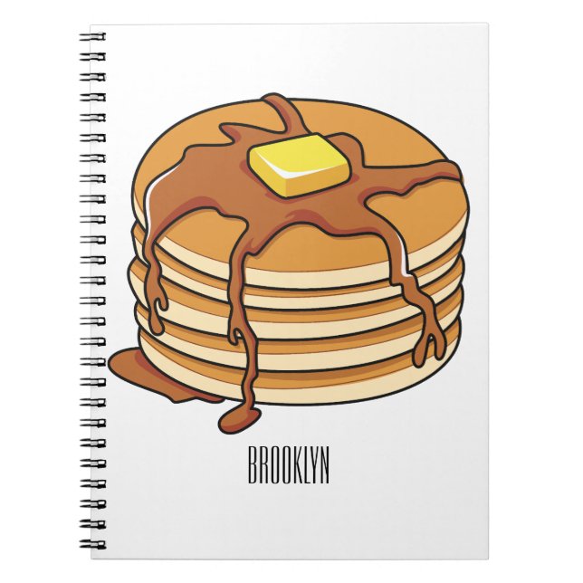 Caderno Espiral Ilustração de desenho animado de Pancake (Frente)