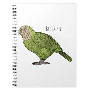 Caderno Espiral Ilustração de desenho animado de pássaro Kakapo