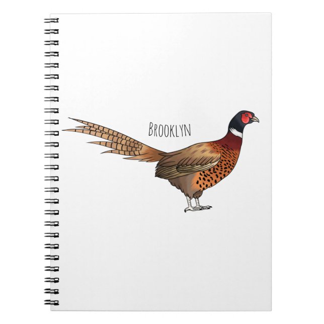 Caderno Espiral Ilustração de desenho animado de pheasant de pesco (Frente)