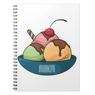 Caderno Espiral ilustração de desenho animado de sorvete