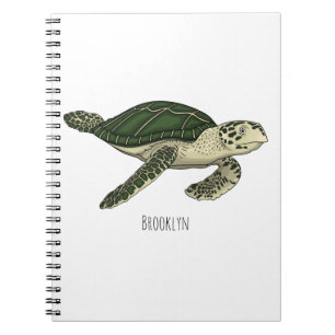 Caderno Espiral Ilustração de desenho animado de tartaruga marinha
