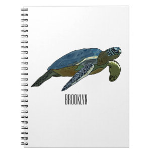 Caderno Espiral Ilustração de desenho animado de tartaruga marinha