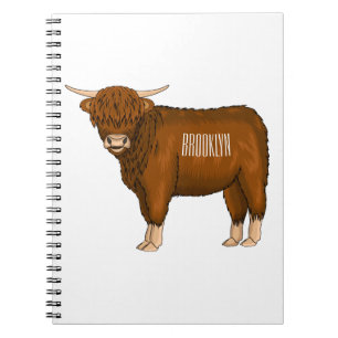 Caderno Espiral Ilustração de desenho animado de vaca em terras al