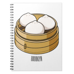 Caderno Espiral Ilustração de desenho animado Dim sum