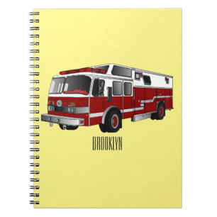 Caderno Espiral Ilustração de desenho animado do motor de incêndio
