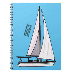 Caderno Espiral Ilustração de desenho animado em veleiro