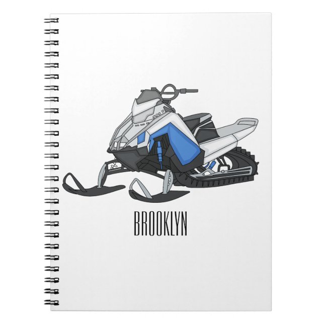 Caderno Espiral Ilustração de desenho animado Snowmobile (Frente)