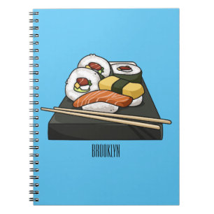 Caderno Espiral Ilustração de desenho animado Sushi