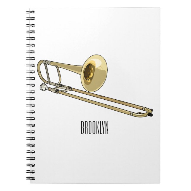 Caderno Espiral Ilustração de desenho animado Trombone (Frente)