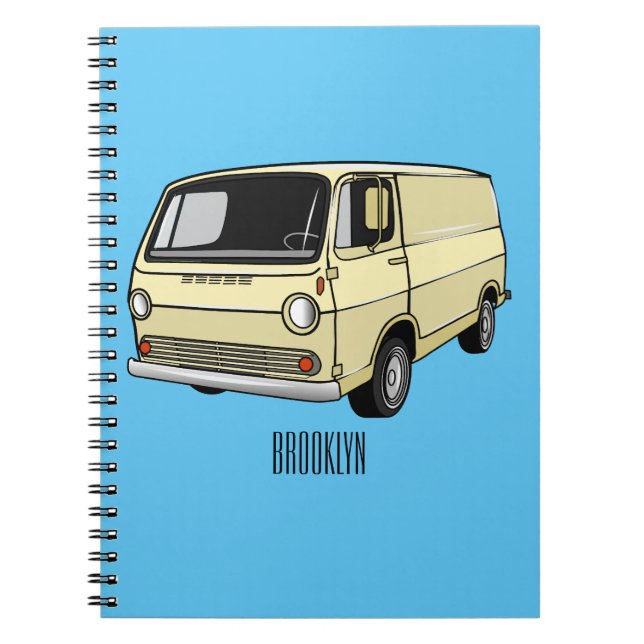 Caderno Espiral Ilustração de desenho da van clássica (Frente)