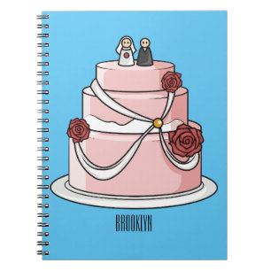 Caderno Espiral Ilustração de desenho de bolo de casamento