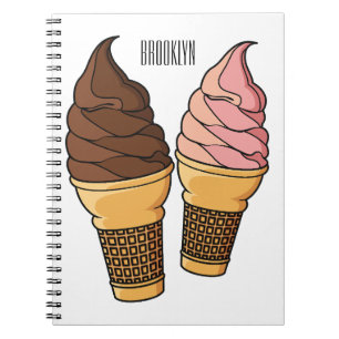 Caderno Espiral ilustração de desenho de cone de sorvete