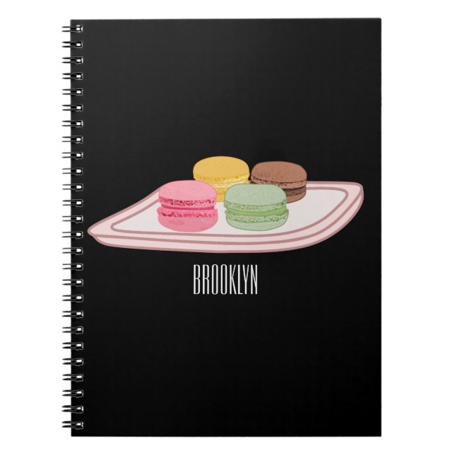 Caderno Espiral Ilustração de desenho de Macaron (Frente)
