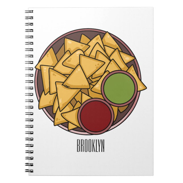 Caderno Espiral Ilustração de desenho de Nachos (Frente)