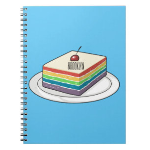 Caderno Espiral Ilustração de desenho do bolo-arco-íris