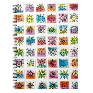 Caderno Espiral Ilustração de Formas de Círculos Abstratos Designs