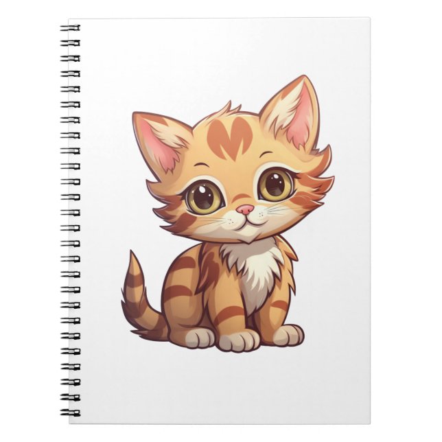 Caderno Espiral Ilustração de gato animado (Frente)