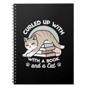 Caderno Espiral Ilustração de Gato do Livro ao Longo - Enrolada e 