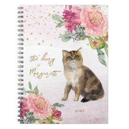 Caderno Espiral Ilustração de Gatos e Flores para Crianças