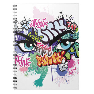 Caderno Espiral ilustração de grafite com letras de grafite de rua