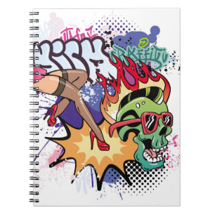 Caderno Espiral ilustração de grafite com letras de grafite de rua