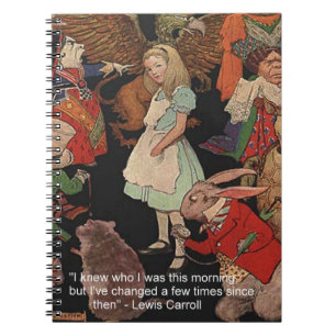 Caderno Espiral Ilustração de Lewis Carroll e Citação de Mudança d