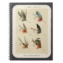 Caderno Espiral Ilustração de Mosca de Lago Vintage