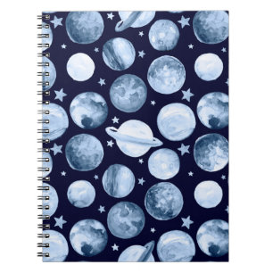 Caderno Espiral Ilustração de padrão de aquarela da galáxia es