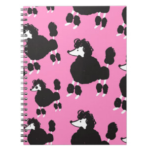 Caderno Espiral Ilustração de poodle sem soldadura em francês v