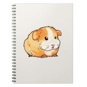 Caderno Espiral Ilustração de Porquinho-da-Índia Fofa Desenhada à