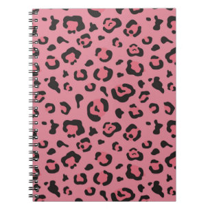 Caderno Espiral Ilustração do animal do rosa do leopardo