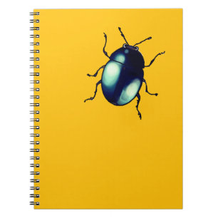 Caderno Espiral Ilustração do besouro azul brilhante