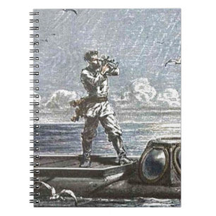 Caderno Espiral Ilustração do Capitão Nemo Verne 20.000 Leagues
