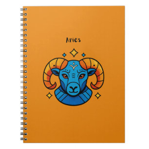 Caderno Espiral Ilustração do Carneiro do Signo de Áries em Arte P