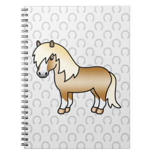 Caderno Espiral Ilustração do Cartoon Palomino Shetland Pony Cute