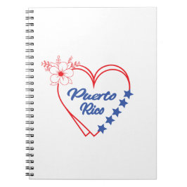 Caderno Espiral Ilustração do Coração de Porto Rico Floral na moda