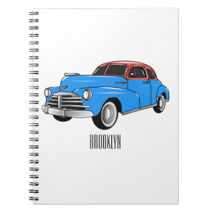 Caderno Espiral Ilustração do desenho animado Classic car 1948